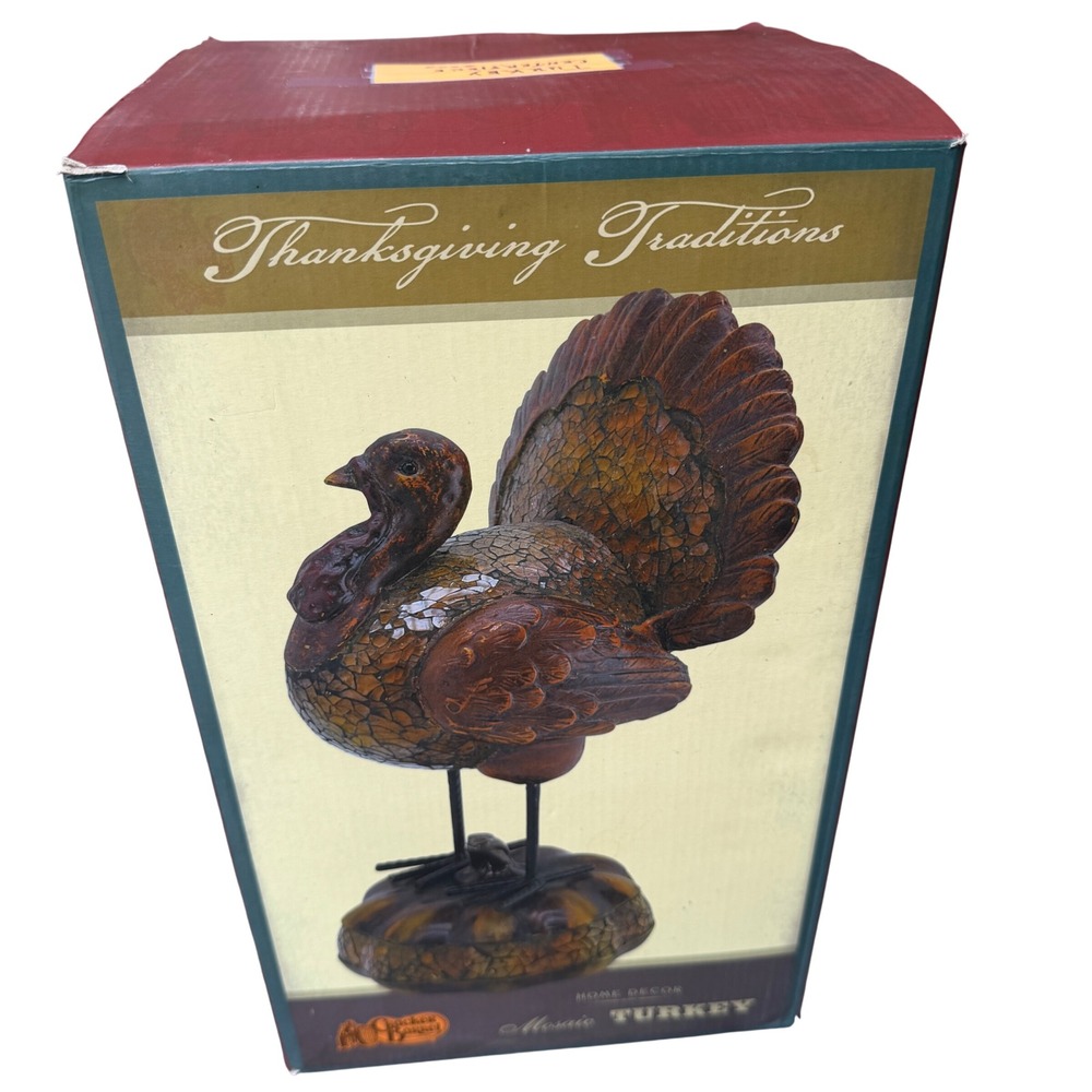Cracker Barrel Mosaic Turkey Centerpiece Thanksgiving Traditions Fall Decor 14"